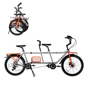 Vélo <span class=keywords><strong>Tandem</strong></span> Pliant 24 Pouces - Vélo Pliant Biplace en Acier à Haute Teneur en Carbone, Vélo de Plage pour Couples, Famille et Entreprises de Location - Product Image 1