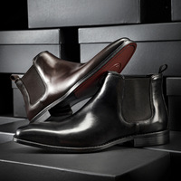Sepatu Boots Kulit Asli Premium Model Tinggi untuk Bisnis Formal, Chelsea Boots Pria dengan Sol Karet Anti-Selip, Sepatu Boots Kulit Pria