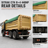 Camion benne SITRAK C7H 8x4 Euro 3 440HP d'occasion avec transmission manuelle 12 vitesses HW25712 pour l'exportation