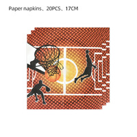 Ensemble de vaisselle jetable sur le thème du basket-ball, décorations d'anniversaire, assiettes en papier, gobelets, serviettes, nappe, bannière pour fête de garçons
