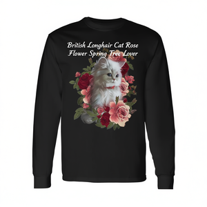 Camiseta de manga larga British Longhair Cat Rose Flower Spring Tree Lover - Product Image 2