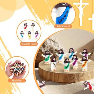 Mini Ornements Religieux de Pâques Écologiques en PVC, Figurines de Jésus en Résine en Gros, Style Étreinte 'Jésus t'aime', Petites Figurines de Jésus, Jouets Religieux - Product Image 4