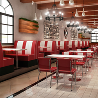 Meubles de restaurant de style américain sur mesure, tables et chaises en métal pour restaurants de hamburgers, cafés, fast-foods, banquettes, tables à manger