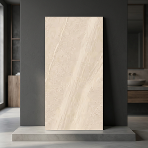 Sabia Crema Washed Stone Terrazzo Porcelain Tiles 600x1200mm <b>Matte</b> Surface for Contemporary Spaces - Product Image 2
