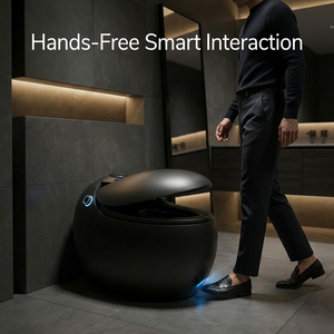 WC intelligent monobloc en céramique, forme œuf, avec siphon en S, couleur personnalisée, chasse automatique, bidet intégré, siège chauffant, OEM ODM, vente en gros usine - Product Image 2