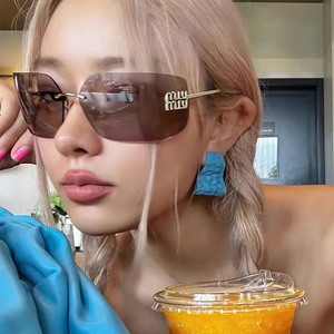 Nuevas <span class=keywords><strong>Gafas</strong></span> <span class=keywords><strong>de</strong></span> Sol Modernas con Montura Metálica Sin Marco para Mujer, Lentes Curvas, Producto en Oferta, Precio Económico - Product Image 5