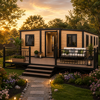 Maison modulaire préfabriquée contemporaine avec terrasse, finition bois, pour résidence privée, hôtel de villégiature et maison d'hôtes