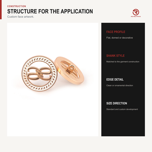 Boutons à tige en alliage de zinc et laiton, écologiques, avec logo en relief, décoratifs, pour vêtements, blazers, manteaux, uniformes - Product Image 2