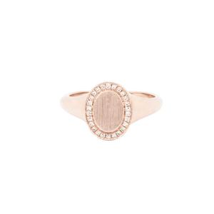 925 Sterling Silver Brushed Oval Diamond <strong>Pinky</strong> Signet <strong>Ring</strong> for Men - Product Image 4