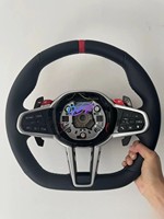 Volant de voiture en cuir lisse en gros compatible avec Toyota GR Supra A90 A91, volant en fibre de carbone LED