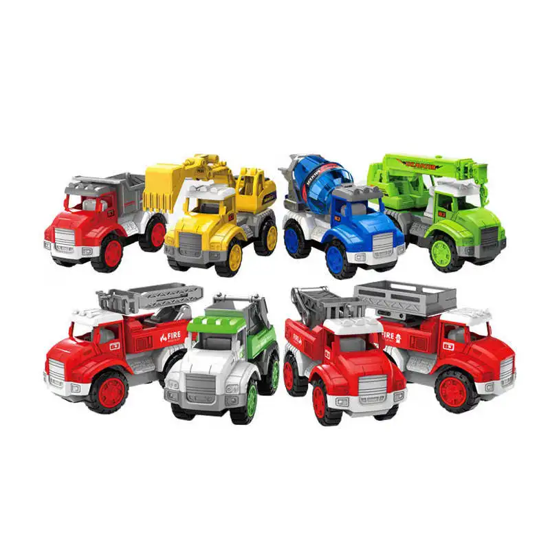 Cheap Price Children Plastic Fire Engine Dump Truck Construction Engineering Vehicle Kid Car Toys Set Friction Truck Toy