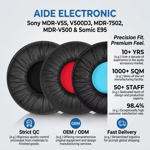 MDR-V55 Ersatz-Ohrpolster aus PU-Leder, Ohrpolsterbezüge für MDR-V55 V500DJ, <span class=keywords><strong>Somic</strong></span> E95, MDR-7502 MDR-V500 Kopfhörer - Product Image 1