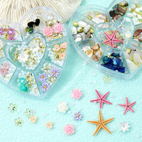 Breloques et clous 3D en métal non toxique pour ongles, motifs animaux marins et fleurs kawaii, couleurs mélangées, pour nail art DIY mignon inspiré du monde marin