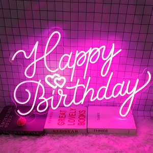 Letrero de Neón Personalizado de Feliz Cumpleaños, Letrero Luminoso de Acrílico LED Colorido, Luces de Neón para Decoración de Fiestas de Cumpleaños en el Hogar - Product Image 5