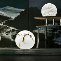 Prix usine Alabaster Cercle Lampes De Table En Laiton Moderne De Luxe Led Lampe De Table Éclairage Pour Hôtel Bureau Salle De Lecture