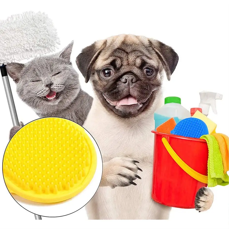 Sarung tangan sikat mandi perawatan kucing dan anjing sikat pijat hewan peliharaan silikon perlengkapan pembersih grosir