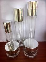 Ensemble de flacons de sérum et de lotion tonique pour soins de la peau en verre dégradé de luxe avec pompe plaquée or, plusieurs couleurs, flacons cosmétiques