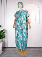Nouvelle Robe Longue Florale de Luxe en Tissu 3D de Haute Qualité avec Foulard, Modèle Boubou Riche pour Femme K0850