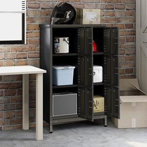 Armadio <span class=keywords><strong>Vintage</strong></span> Industriale in Acciaio a 4 Ante con Serratura e Finitura Scura per Casa e Ufficio - Product Image 4