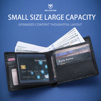 Dompet Minimalis BULLCAPTAIN Kulit Asli Anti-RFID untuk Pria dengan Jendela ID dan Tempat Kartu, Dompet Kecil