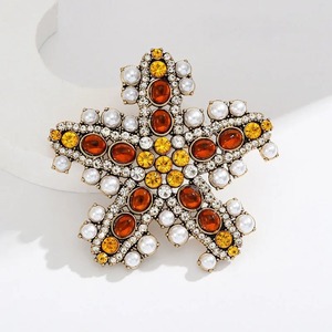 Broche Étoile de Mer Exagérée Robuste, Luxe Léger, Rétro, Perle, Étoile à Cinq Branches, Épingle de Corsage Haut de Gamme, Bijou - Product Image 2