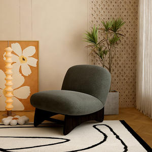 Sillón de Piel de Cordero Estilo Nórdico 73x82x72cm Blanco, Sofá Individual para Dormitorio o Estudio - Product Image 4