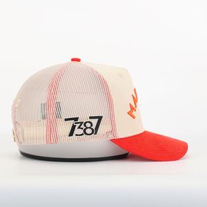 หมวกกีฬาตะตาข่าย5แผงผ้าแคนวาสแบบมีขอบโค้งหมวกกันแดดหมวกแบบแบนปักลายชายหาดกลางแจ้งทำจากพลาสติก - Product Image 4