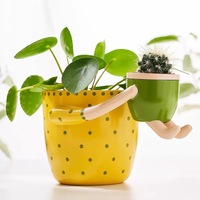 Jardinières en résine couleur ail, pots de fleurs d'intérieur vintage avec trous de drainage, pots doubles en un, cadeau créatif pour les amateurs de jardin