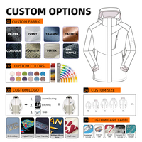 Jaket Outdoor Unisex OEM ODM, Lapisan Dalam Dapat Dilepas, Tahan Air, Anti Minyak, Anti Noda, Kain 3Proof, Berkerudung, Hiking, Logo Custom