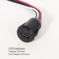 Connecteur USB C femelle pour montage sur châssis vers câble de chargeur PH2.0 4 broches avec indicateur LED