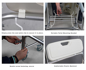 Chaise de toilette 3-en-1 pliable en alliage d'aluminium réglable en hauteur, avec roulettes, pour personnes âgées et handicapées – Meilleure vente - Product Image 4