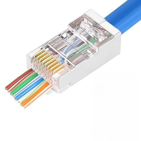 Connecteur RJ45 blindé Cat6 en gros, connecteur modulaire STP 8P8C à passage direct, terminaison facile pour câble Ethernet blindé