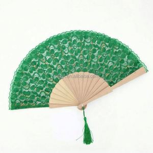 Abanicos Plegables de Tela con Encaje y Diseño Colorido, Ecológicos, Estilo Victoriano Español, para Bodas, Fiestas, Regalos, Adornos de Baile - Product Image 3