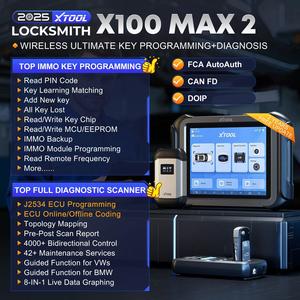 XTOOL X100 MAX 2 Todas las llaves perdidas Programador de llaves de coche Máquina de diagnóstico Inmovilizador de coche japonés Herramienta de programación con J2534 FCA - Product Image 2