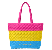 Sac fourre-tout matelassé arc-en-ciel non binair, grande capacité, pour ordinateur portable 14 pouces, fermeture éclair supérieure, idéal pour le travail, le quotidien, les voyages et la plage