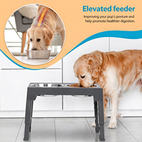 Gamelle double surélevée réglable pour animaux de compagnie, gamelle anti-glouton, gamelle en acier inoxydable pour nourriture et eau avec support pliable – Vente en gros