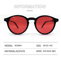 Lunettes anti-lumière bleue à verres rouges, aide au sommeil, monture en acétate, anti-fatigue oculaire, pour jeux sur ordinateur, pour l'insomnie, vente en gros OEM