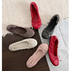 Zapatos <span class=keywords><strong>de</strong></span> <span class=keywords><strong>cuero</strong></span> suave estilo francés QuiteS 2027, nuevos para verano, con lazo, <span class=keywords><strong>de</strong></span> corte bajo, estilo <span class=keywords><strong>ballet</strong></span>, tipo rollo <span class=keywords><strong>de</strong></span> huevo. - Product Image 1