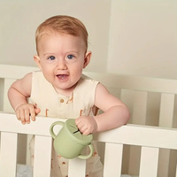 Gobelet à collation anti-fuite en silicone pour bébé, récipient alimentaire, tasse à bec pour tout-petit avec couvercle et paille
