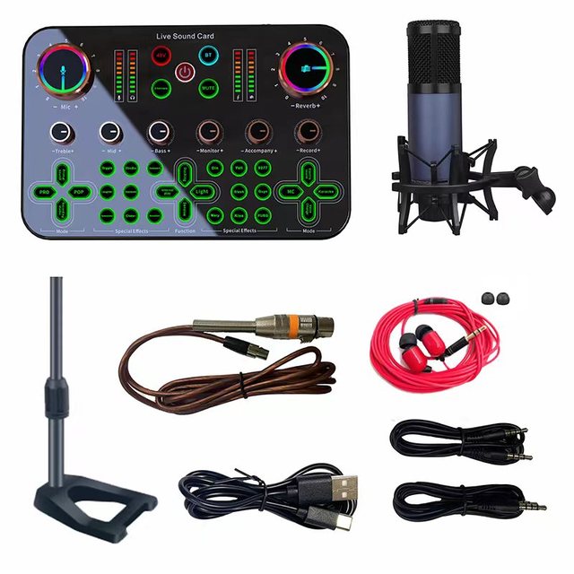 Mixer Wireless Sound Cards Set Microphone Audio Mixer Set Recording Studio Sound Card Live Stream Broadcast Equipment Audio