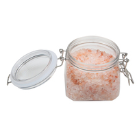 Pot à gommage corporel en métal avec fermeture à clé, forme sectorielle, transparent, 500 ml, huile de noix de coco et sucre brun, pour le bain et les soins du corps