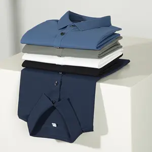 Neues Design benutzerdefiniertes gesticktes Logo 79 % Nylon 21 % Elasthan Mann Golf Geschäftsuniform feste Farbe Polo-Shirt