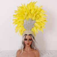 Coiffe de costume élégante en plumes, décorée d'étoiles argentées et de strass, douce, confortable, couleur personnalisable, pour spectacle de danse sur scène