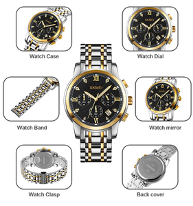 นาฬิกาควอตซ์ Skmei Luxury 1904 ประดับเพชร คุณภาพสูง ตัวเรือนสแตนเลส กันน้ำ 30 เมตร ดีไซน์ทันสมัย นาฬิกาขายส่งสำหรับผู้ชาย - Product Image 5