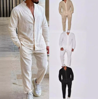 Ensemble deux pièces décontracté en coton pour hommes, style européen et américain, pantalon à manches longues, collection automne, pour le commerce international