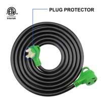 Kabel Ekstensi RV, Kabel Sambungan Daya RV 30A 125V TT-30P ke TT-30R, Kabel 10 Gauge dengan Selubung STW untuk Berkemah, Perkemahan, Taman RV, Area Perkemahan