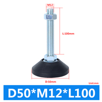 Pieds de nivellement de meubles réglables en plastique industriel Pieds de niveleur de pieds de table M12 avec base en nylon de 50mm et longueur de vis 100mm