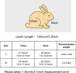 토끼 애완 동물 액세서리 조끼 하네스 야외 산책을위한 귀여운 토끼 가죽 끈 - Product Image 3