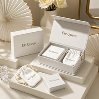 Caja de Regalo Magnética Blanca de Lujo para Joyería, Caja Rígida para Empaque de Joyas con Bolsa de Microfibra para Anillo, Collar y Pendientes