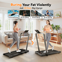 Tapis de marche pliable avec main courante, bande de course 420x1050mm, vitesse 1-12km/h, télécommande, moteur silencieux, 12 programmes HIIT, fitness à domicile